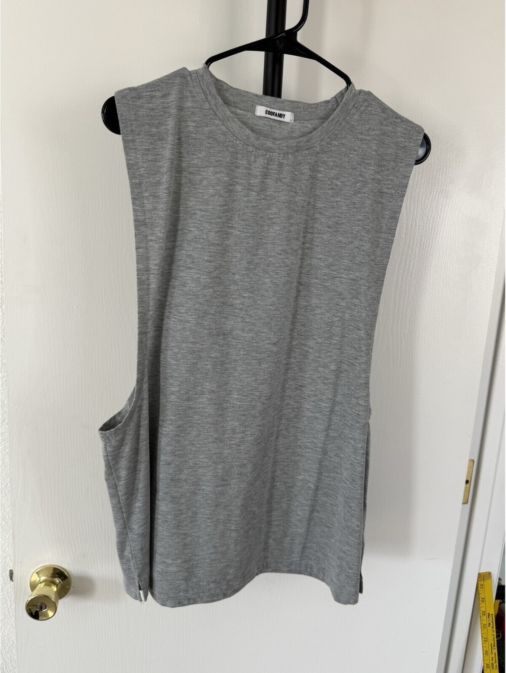COOFANDY Men’s Large Gray Muscle Tank Top Sleeveless Gym Workout Bodybuilding